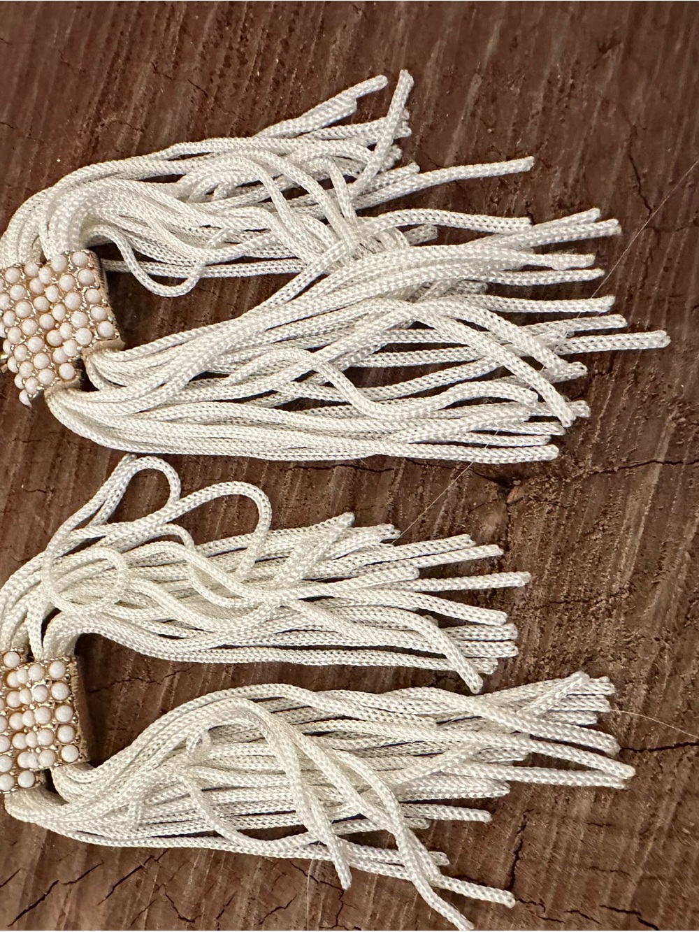 Ivory Rope Tassel Statement Earrings